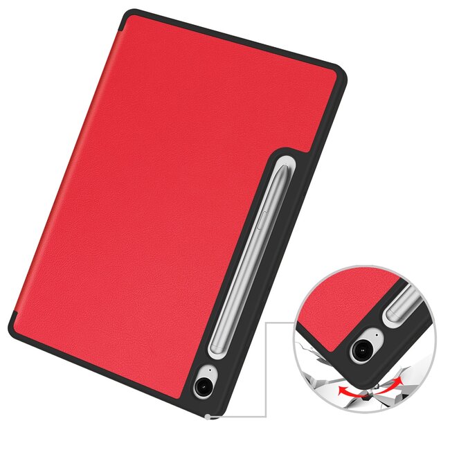 Case2go - Tablet hoes geschikt voor Samsung Galaxy Tab S10 FE (2025) - 10.9 Inch - Tri-fold hoes met Auto/Wake functie en Magnetische sluiting - TPU Cover Met Pencil Houder - Rood