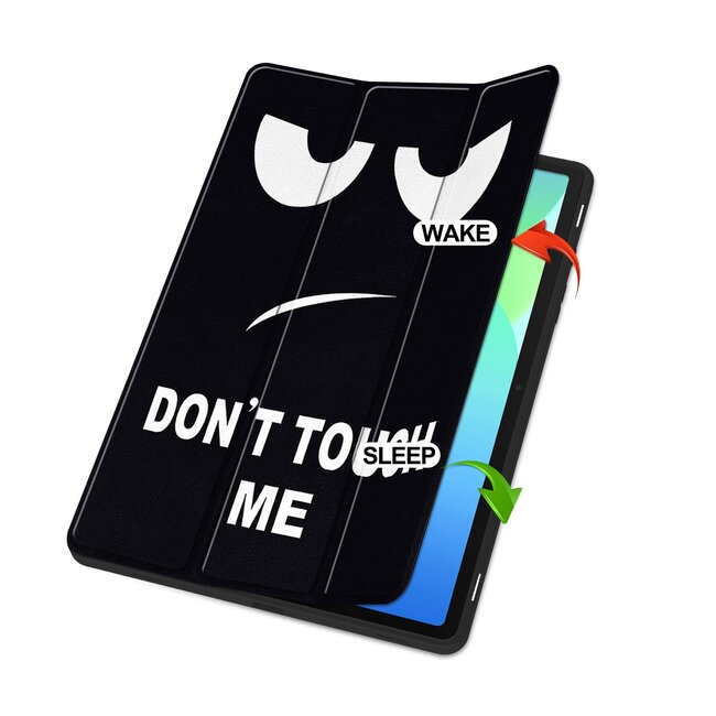 Case2go - Tablet hoes geschikt voor Samsung Galaxy Tab S10 FE (2025) - 10.9 Inch - Tri-fold hoes met Auto/Wake functie en Magnetische sluiting - TPU Cover Met Pencil Houder - Don't Touch Me