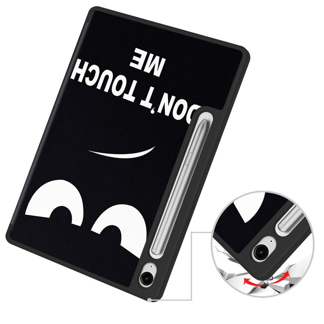 Case2go - Tablet hoes geschikt voor Samsung Galaxy Tab S10 FE (2025) - 10.9 Inch - Tri-fold hoes met Auto/Wake functie en Magnetische sluiting - TPU Cover Met Pencil Houder - Don't Touch Me