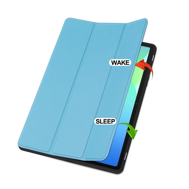 Case2go - Tablet hoes geschikt voor Samsung Galaxy Tab S10 FE (2025) - 10.9 Inch - Tri-fold hoes met Auto/Wake functie en Magnetische sluiting - TPU Cover Met Pencil Houder - Licht Blauw