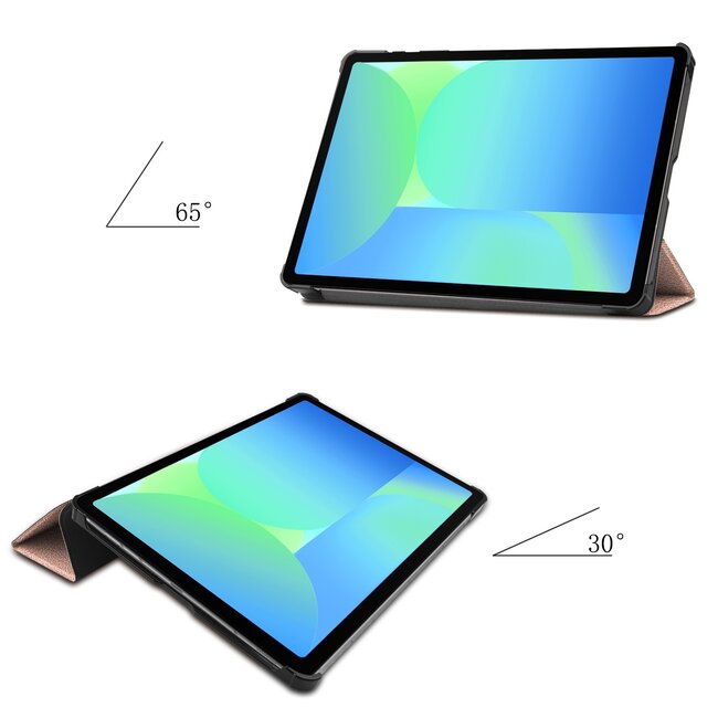 Case2go - Tablet hoes geschikt voor Samsung Galaxy Tab S10 FE - 10.9 Inch - Tri-Fold Book Case - Auto/Wake functie - Rosegoud