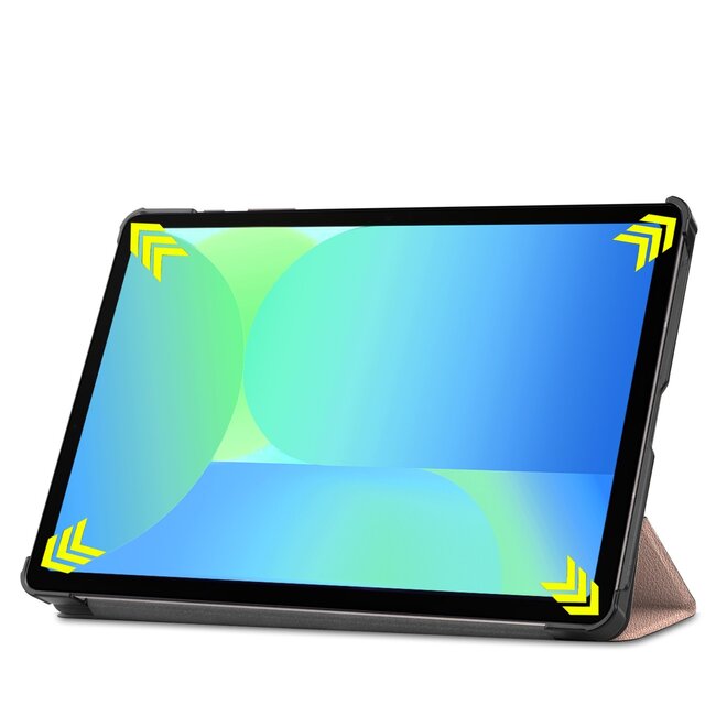 Case2go - Tablet hoes geschikt voor Samsung Galaxy Tab S10 FE - 10.9 Inch - Tri-Fold Book Case - Auto/Wake functie - Rosegoud