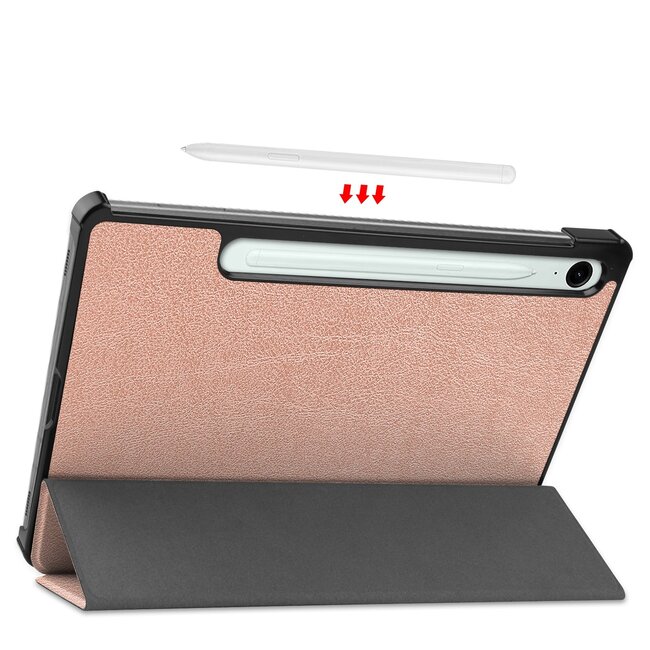 Case2go - Tablet hoes geschikt voor Samsung Galaxy Tab S10 FE - 10.9 Inch - Tri-Fold Book Case - Auto/Wake functie - Rosegoud