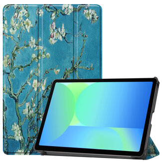 Case2go Case2go - Tablet hoes geschikt voor Samsung Galaxy Tab S10 FE - 10.9 Inch - Tri-Fold Book Case - Auto/Wake functie - Witte Bloesem