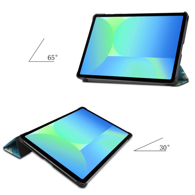 Case2go - Tablet hoes geschikt voor Samsung Galaxy Tab S10 FE - 10.9 Inch - Tri-Fold Book Case - Auto/Wake functie - Witte Bloesem