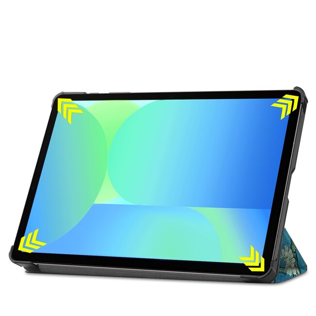 Case2go - Tablet hoes geschikt voor Samsung Galaxy Tab S10 FE - 10.9 Inch - Tri-Fold Book Case - Auto/Wake functie - Witte Bloesem