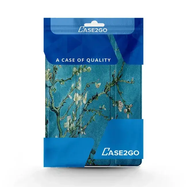 Case2go - Tablet hoes geschikt voor Samsung Galaxy Tab S10 FE - 10.9 Inch - Tri-Fold Book Case - Auto/Wake functie - Witte Bloesem