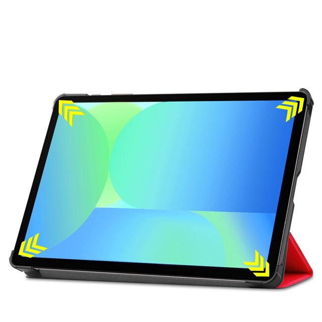 Case2go - Tablet hoes geschikt voor Samsung Galaxy Tab S10 FE - 10.9 Inch - Tri-Fold Book Case - Auto/Wake functie - Rood