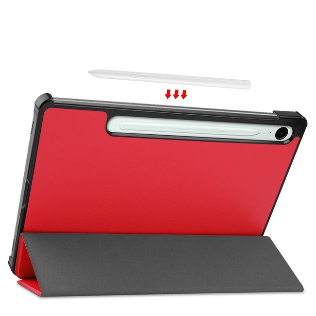 Case2go - Tablet hoes geschikt voor Samsung Galaxy Tab S10 FE - 10.9 Inch - Tri-Fold Book Case - Auto/Wake functie - Rood