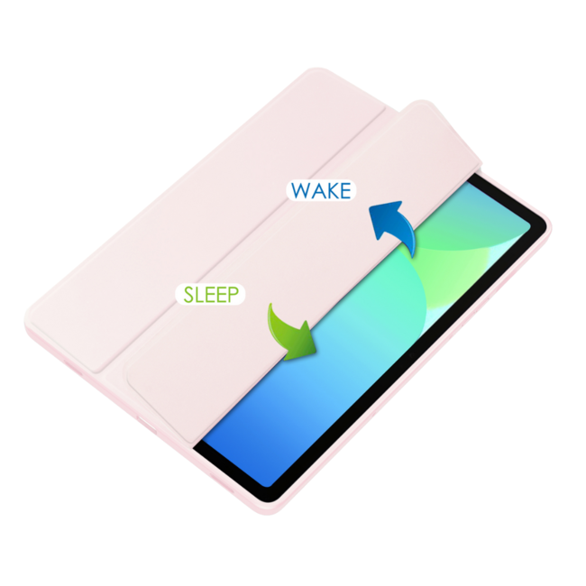 Case2go - Tablet hoes geschikt voor Samsung Galaxy Tab S10 FE (2025) - 10.9 Inch - Acrylic Trifold case met Pencil houder - Roze