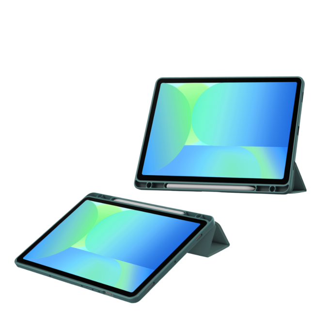 Case2go - Tablet hoes geschikt voor Samsung Galaxy Tab S10 FE (2025) - 10.9 Inch - Acrylic Trifold case met Pencil houder - Donker Groen