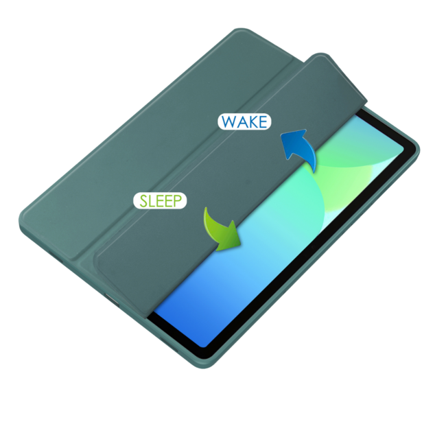 Case2go - Tablet hoes geschikt voor Samsung Galaxy Tab S10 FE (2025) - 10.9 Inch - Acrylic Trifold case met Pencil houder - Donker Groen