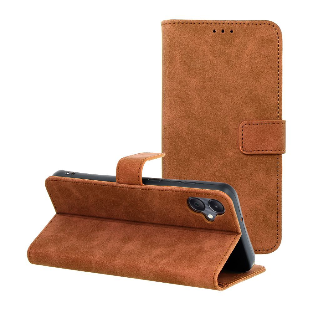 Case2go - Telefoonhoesje geschikt voor Samsung Galaxy A06 - Wallet Book Case - Met Magnetische Sluiting - Bruin afbeelding
