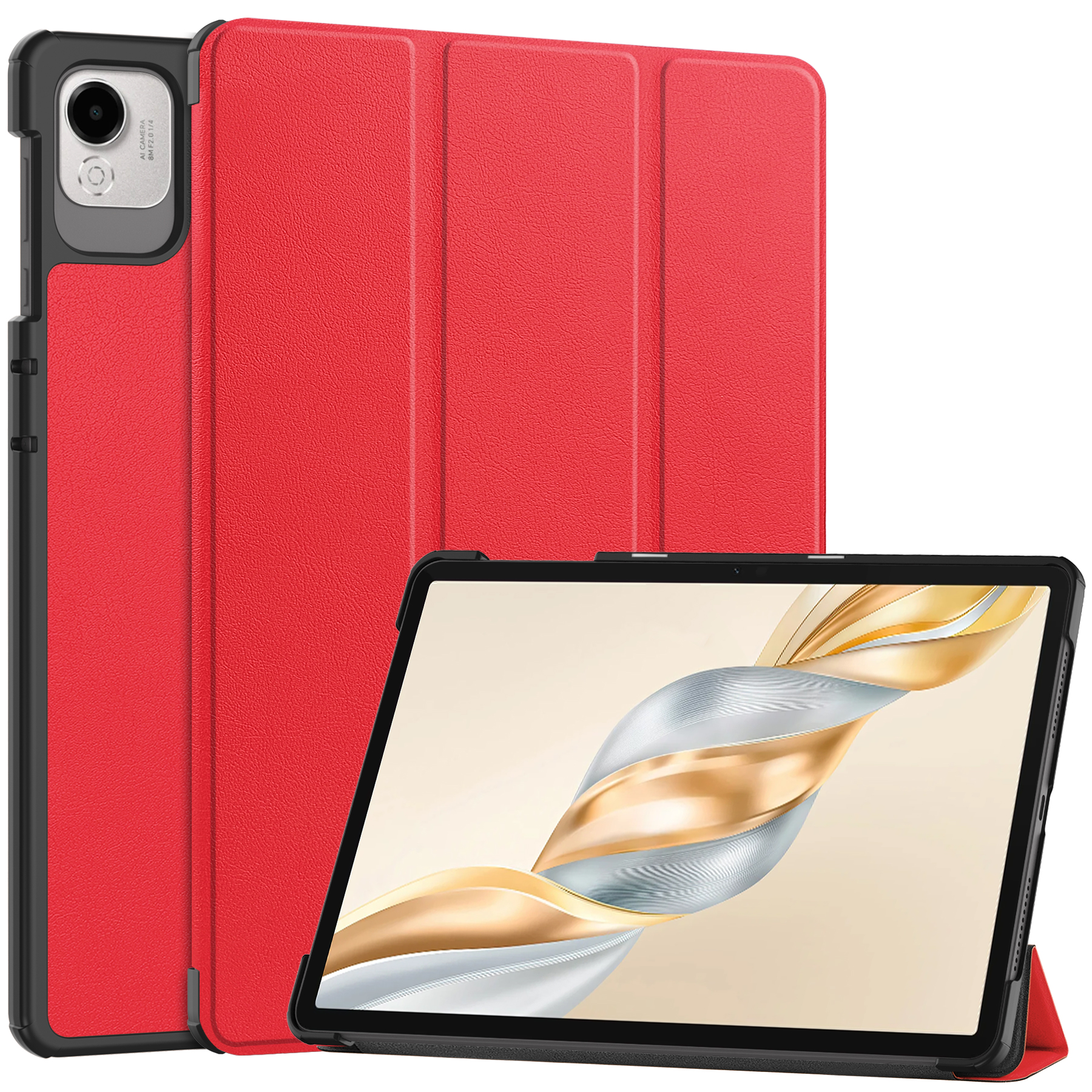 Case2go - Tablet hoes geschikt voor Honor Pad X9a / X9 Pro - 11.5 Inch - Tri-fold Case - Rood afbeelding