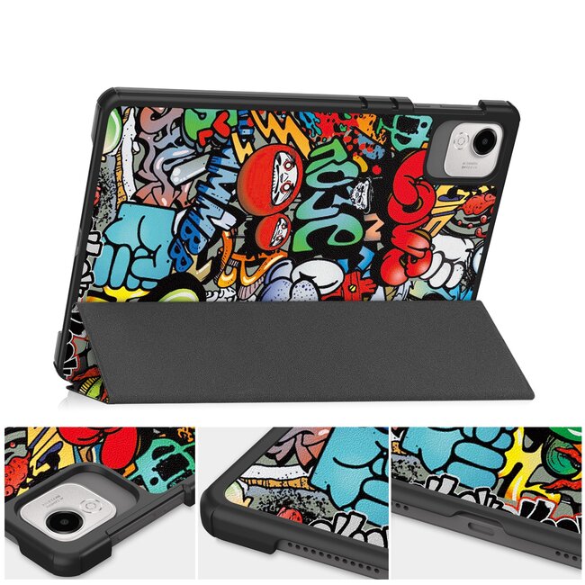 Case2go - Tablet hoes geschikt voor Honor Pad X9a / X9 Pro - 11.5 Inch - Tri-fold Case - Grafitti