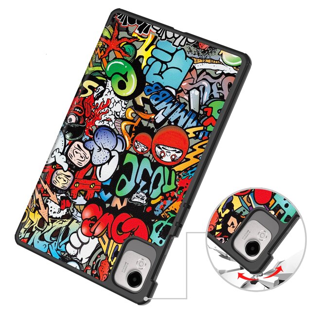 Case2go - Tablet hoes geschikt voor Honor Pad X9a / X9 Pro - 11.5 Inch - Tri-fold Case - Grafitti