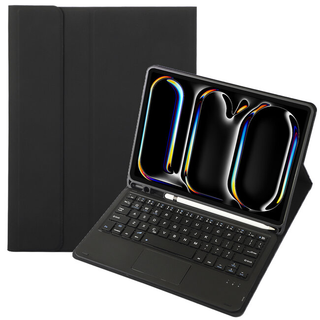 Case2go - Bluetooth toetsenbord geschikt voor Apple iPad Pro 11 (2024) - Bluetooth Toetsenbord hoes - Toetsenbord hoes met Touchpad- Zwart