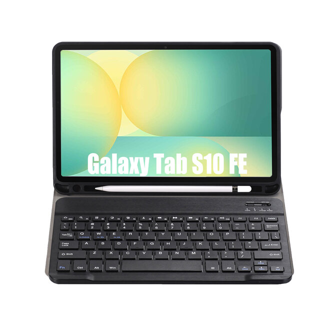 Case2go - Bluetooth Toetsenbord hoes geschikt voor Samsung Galaxy Tab S10 FE (2025) - 10.9 Inch - QWERTY - Auto Wake/Sleep functie - Met Pencil Houder - Zwart