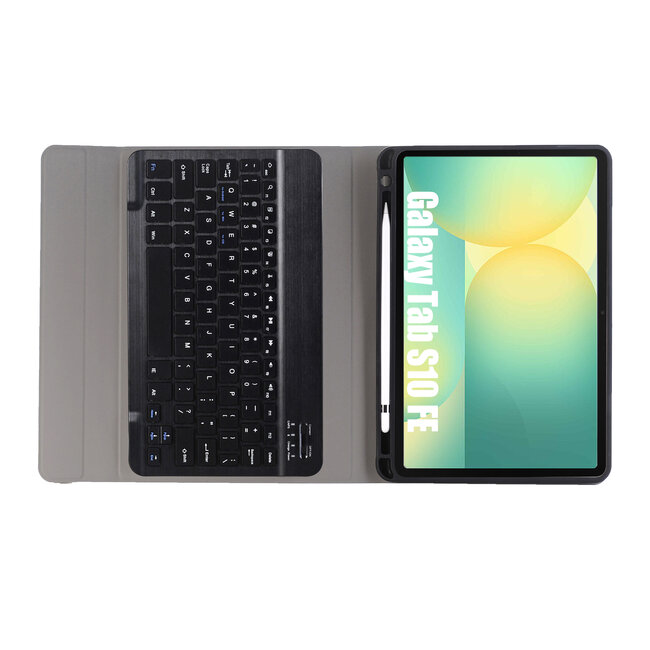 Case2go - Bluetooth Toetsenbord hoes geschikt voor Samsung Galaxy Tab S10 FE (2025) - 10.9 Inch - QWERTY - Auto Wake/Sleep functie - Met Pencil Houder - Zwart
