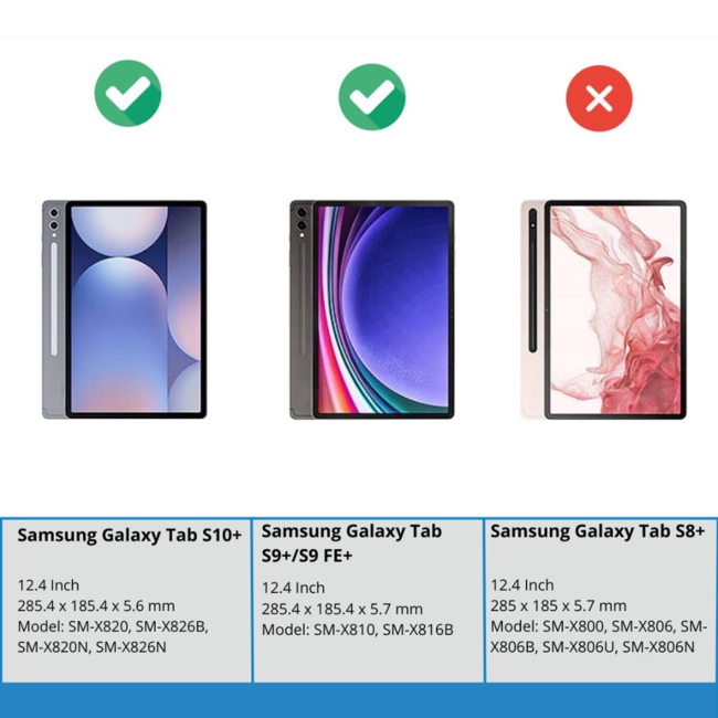 Case2go - 2-Pack Tablet screenprotector geschikt voor Samsung Galaxy S10 Plus (2024) - 12.4 Inch - Tempered Glass - Case Friendly - Transparant