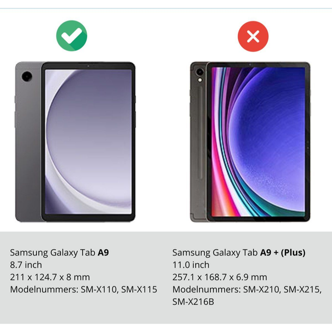 Case2go - 2-Pack Tablet screenprotector geschikt voor Samsung Galaxy Tab A11 (2025) / A9 (2023) - 8.7 Inch - Tempered Glass - Case Friendly - Transparant