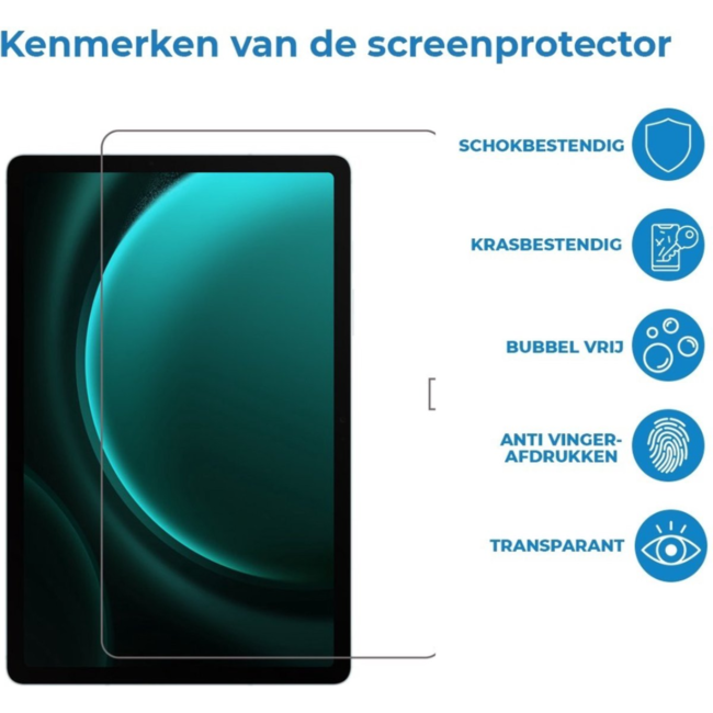 Case2go - 2-Pack Tablet screenprotector geschikt voor Samsung Galaxy Tab S9 FE (2023) - 10.9 Inch - Tempered Glass - Case Friendly - Transparant