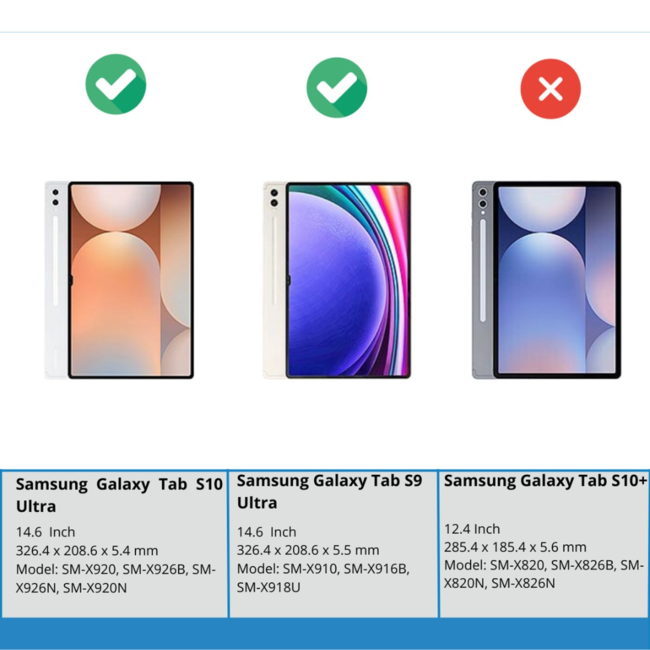 Case2go - 2-Pack Tablet screenprotector geschikt voor Samsung Galaxy S10 Ultra (2024) - 14.6 Inch - Tempered Glass - Case Friendly - Transparant