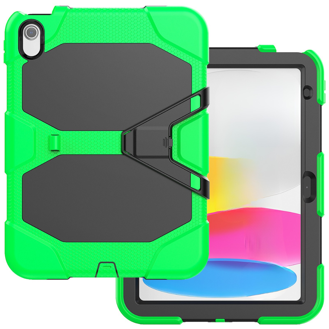 Case2go - Tablet hoes geschikt voor Apple iPad 11 (2025) A16 / Apple iPad 10.9 (2022) - Extreme Armor Case - Groen afbeelding