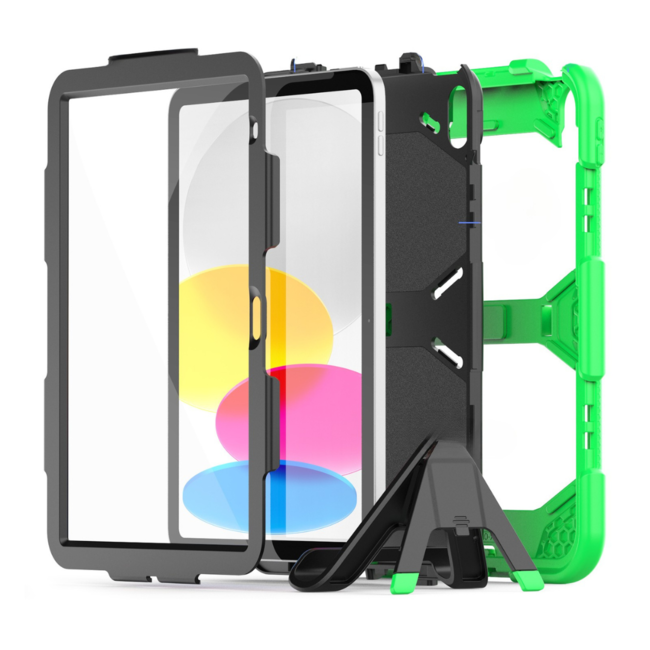 Case2go - Tablet hoes geschikt voor Apple iPad 11 (2025) A16 / Apple iPad 10.9 (2022) - Extreme Armor Case - Groen