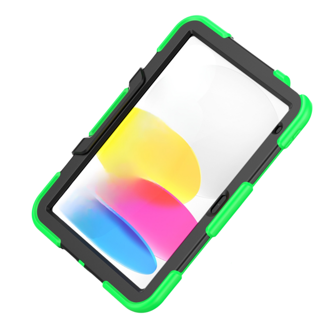 Case2go - Tablet hoes geschikt voor Apple iPad 11 (2025) A16 / Apple iPad 10.9 (2022) - Extreme Armor Case - Groen