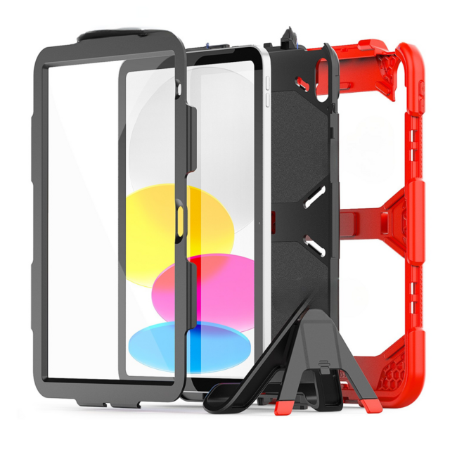 Case2go - Tablet hoes geschikt voor Apple iPad 11 (2025) A16 / Apple iPad 10.9 (2022) - Extreme Armor Case - Rood