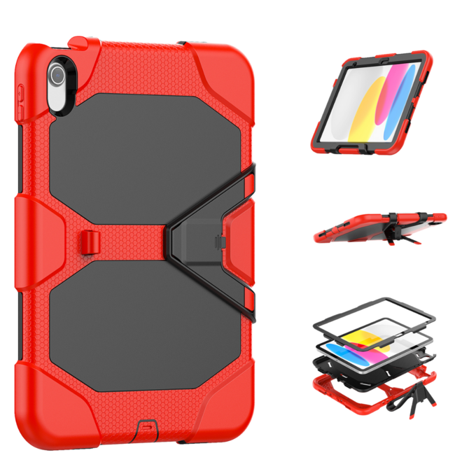 Case2go - Tablet hoes geschikt voor Apple iPad 11 (2025) A16 / Apple iPad 10.9 (2022) - Extreme Armor Case - Rood
