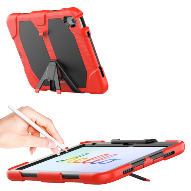 Case2go - Tablet hoes geschikt voor Apple iPad 11 (2025) A16 / Apple iPad 10.9 (2022) - Extreme Armor Case - Rood