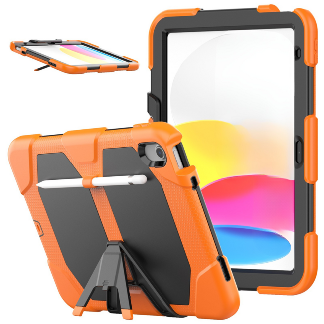 Case2go - Tablet hoes geschikt voor Apple iPad 11 (2025) A16 / Apple iPad 10.9 (2022) - Extreme Armor Case - Oranje