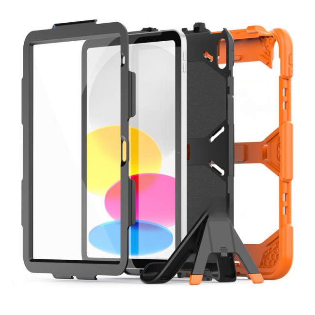 Case2go - Tablet hoes geschikt voor Apple iPad 11 (2025) A16 / Apple iPad 10.9 (2022) - Extreme Armor Case - Oranje