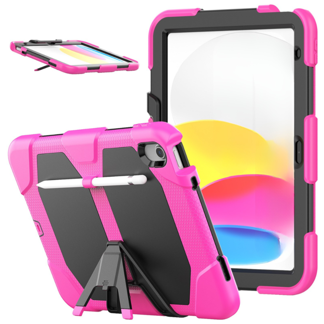 Case2go - Tablet hoes geschikt voor Apple iPad 11 (2025) A16 / Apple iPad 10.9 (2022) - Extreme Armor Case - Roze