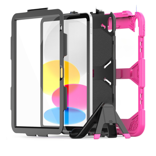 Case2go - Tablet hoes geschikt voor Apple iPad 11 (2025) A16 / Apple iPad 10.9 (2022) - Extreme Armor Case - Roze