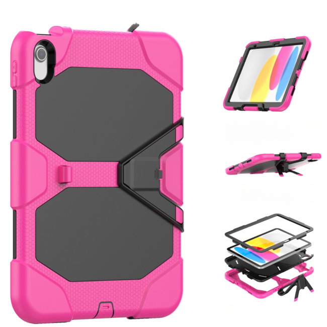 Case2go - Tablet hoes geschikt voor Apple iPad 11 (2025) A16 / Apple iPad 10.9 (2022) - Extreme Armor Case - Roze