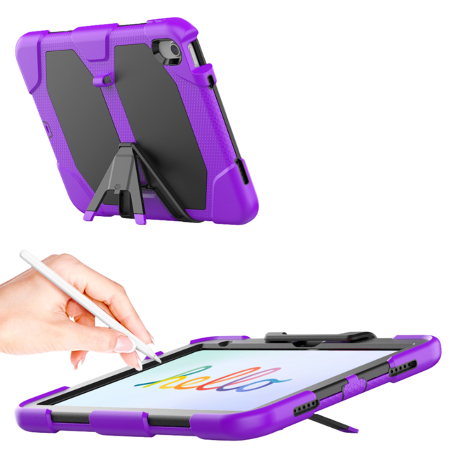 Case2go - Tablet hoes geschikt voor Apple iPad 11 (2025) A16 / Apple iPad 10.9 (2022) - Extreme Armor Case - Paars