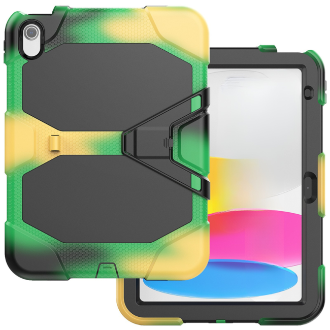 Case2go - Tablet hoes geschikt voor Apple iPad 11 (2025) A16 / Apple iPad 10.9 (2022) - Extreme Armor Case - Camouflage