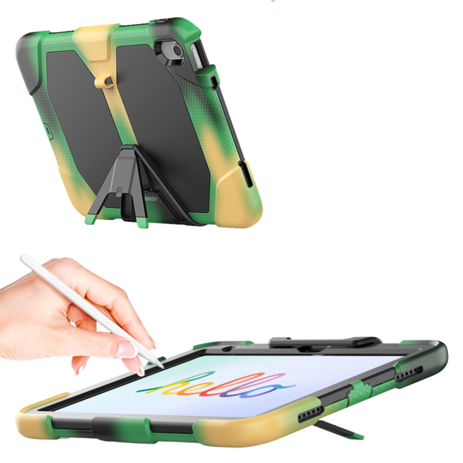 Case2go - Tablet hoes geschikt voor Apple iPad 11 (2025) A16 / Apple iPad 10.9 (2022) - Extreme Armor Case - Camouflage