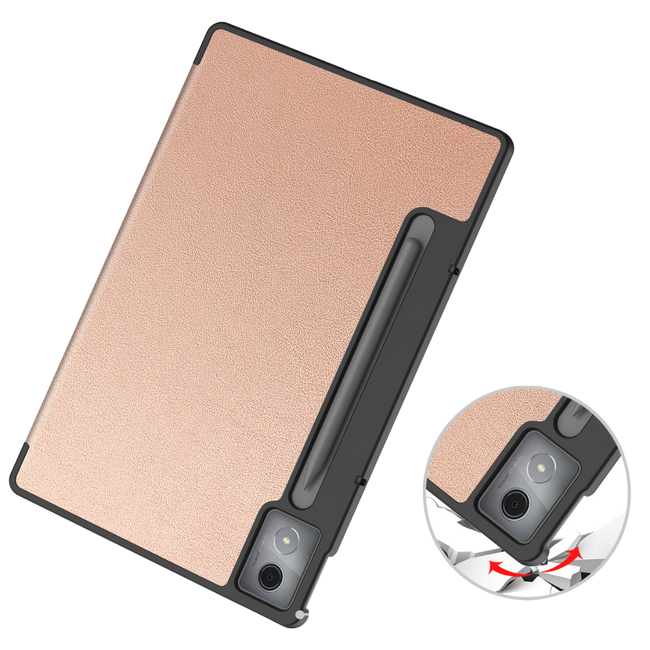 Case2go - Tablet hoes geschikt voor Lenovo Idea Tab Pro - 12.7 Inch - Tri-Fold Book Case - Auto/Wake functie - Rosé Goud