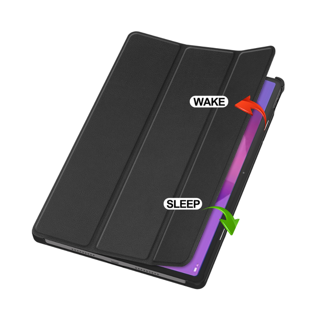 Case2go - Tablet hoes geschikt voor Lenovo Idea Tab Pro - 12.7 Inch - Tri-Fold Book Case - Auto/Wake functie - Zwart