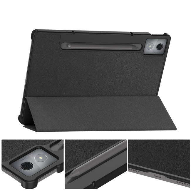 Case2go - Tablet hoes geschikt voor Lenovo Idea Tab Pro - 12.7 Inch - Tri-Fold Book Case - Auto/Wake functie - Zwart