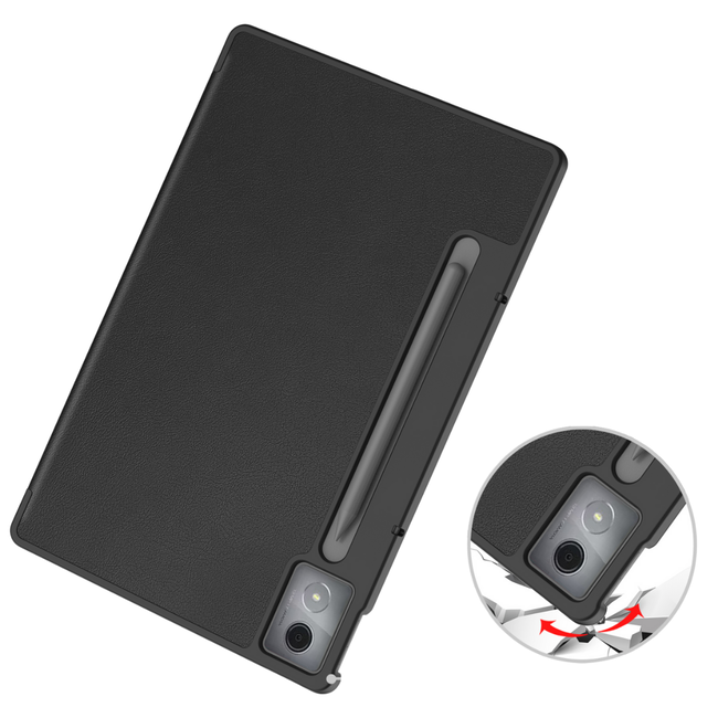 Case2go - Tablet hoes geschikt voor Lenovo Idea Tab Pro - 12.7 Inch - Tri-Fold Book Case - Auto/Wake functie - Zwart