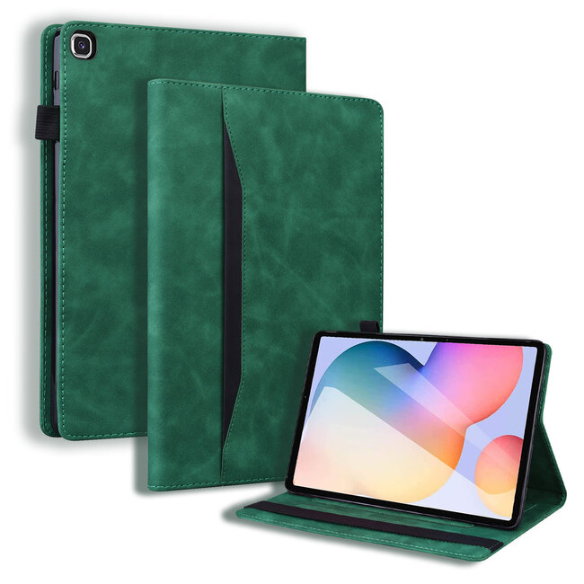 Case2go - Tablet hoes geschikt voor Samsung Galaxy Tab S6 Lite (2024) / Galaxy Tab S6 Lite (2022/2020) - Business Wallet Book Case - Met pasjeshouder - Groen