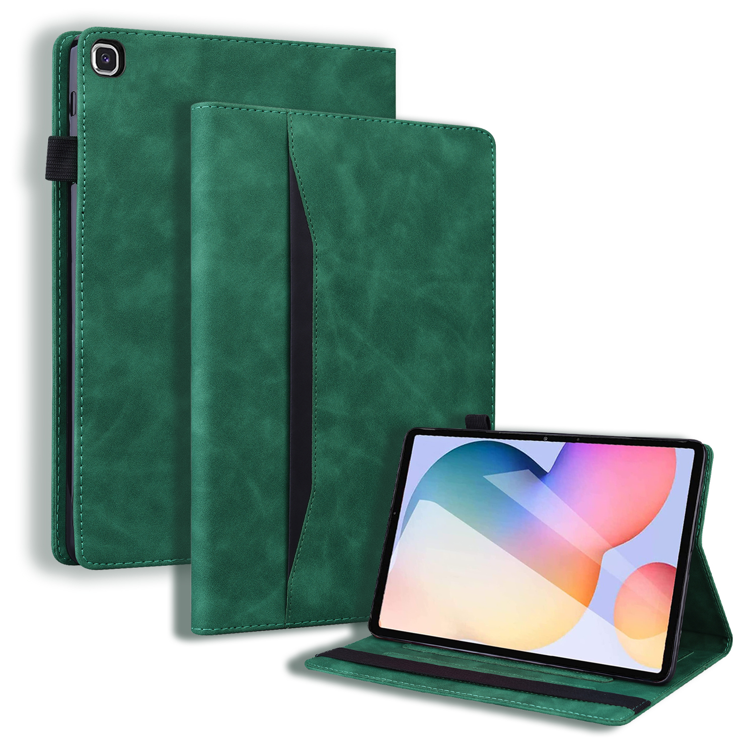 Case2go - Tablet hoes geschikt voor Samsung Galaxy Tab S6 Lite (2024) / Galaxy Tab S6 Lite (2022/2020) - Business Wallet Book Case - Met pasjeshouder - Groen afbeelding