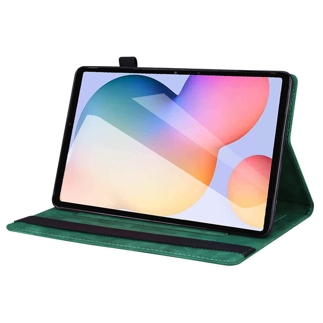 Case2go - Tablet hoes geschikt voor Samsung Galaxy Tab S6 Lite (2024) / Galaxy Tab S6 Lite (2022/2020) - Business Wallet Book Case - Met pasjeshouder - Groen