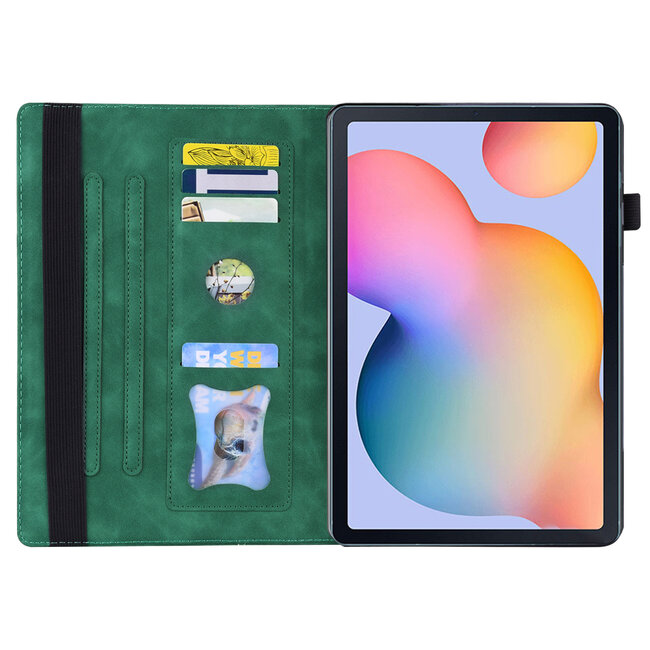 Case2go - Tablet hoes geschikt voor Samsung Galaxy Tab S6 Lite (2024) / Galaxy Tab S6 Lite (2022/2020) - Business Wallet Book Case - Met pasjeshouder - Groen