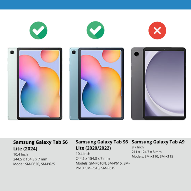 Case2go - Tablet hoes geschikt voor Samsung Galaxy Tab S6 Lite (2024) / Galaxy Tab S6 Lite (2022/2020) - Business Wallet Book Case - Met pasjeshouder - Groen